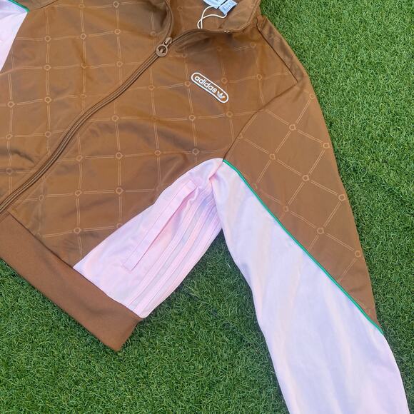 Adidas Women's Track Suit Jacket Pants Brown Pink Green - Picture 3 of 9